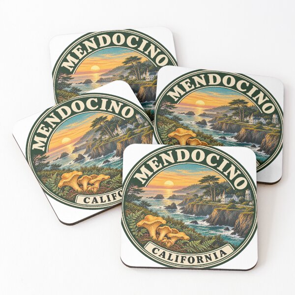 Aperçu de l'œuvre Mendocino California Vintage Travel Badge créée et vendue par mnkyride.