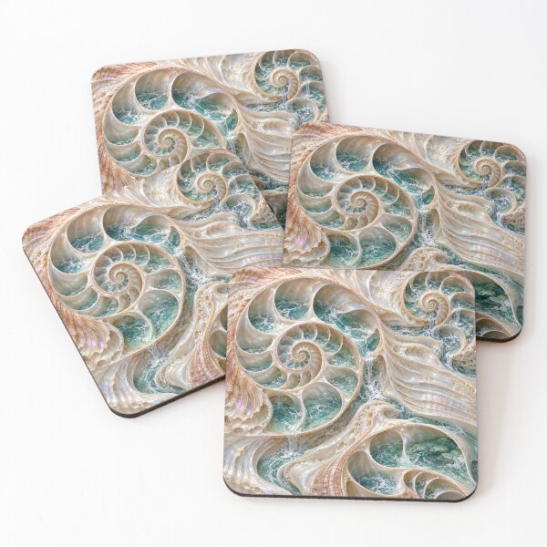 Item preview, Ocean Inside Nautilus Shells – Iridescent Coastal Fantasy Art designed and sold by Kaleidoscope Print.