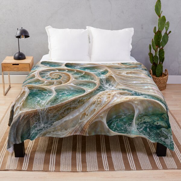 Item preview, Ocean Inside Nautilus Shells – Iridescent Coastal Fantasy Art designed and sold by Kaleidoscope Print.