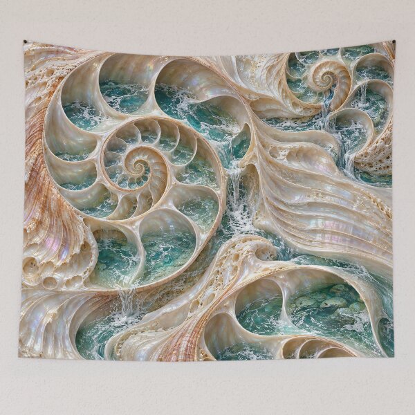 Item preview, Ocean Inside Nautilus Shells – Iridescent Coastal Fantasy Art designed and sold by Kaleidoscope Print.