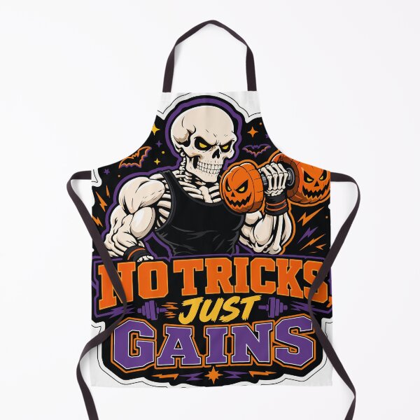 Item preview, No Tricks Just Gains - Muscular Skeleton Gym Halloween Design designed and sold by YasminTaha.