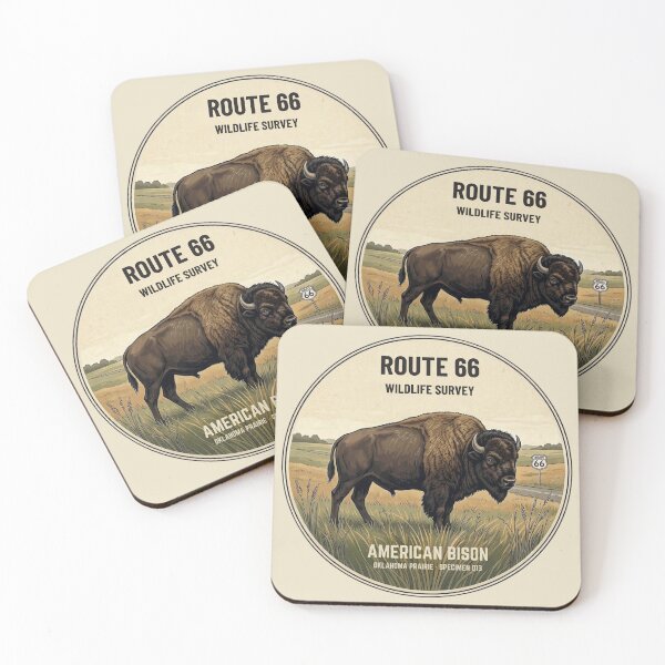 Item preview, American Bison Route 66 Wildlife Badge Oklahoma Art designed and sold by CalmCapy Co.