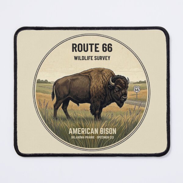 Item preview, American Bison Route 66 Wildlife Badge Oklahoma Art designed and sold by CalmCapy Co.