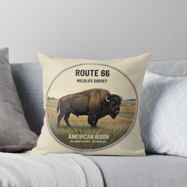 Item preview, American Bison Route 66 Wildlife Badge Oklahoma Art designed and sold by CalmCapy Co.