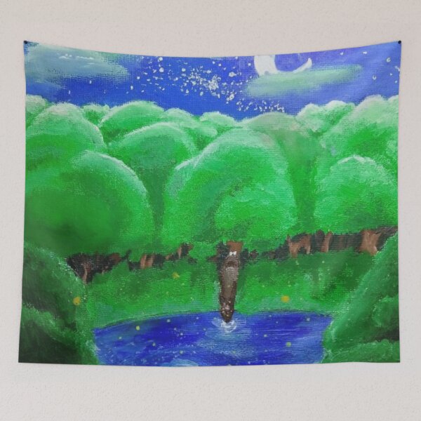 Item preview, Moment under night Sky int the forest at the lake side designed and sold by funinon0.