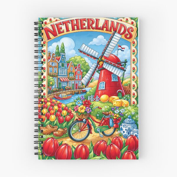 Item preview, Charming Netherlands Landscape with Tulips and Windmill designed and sold by Artessie.