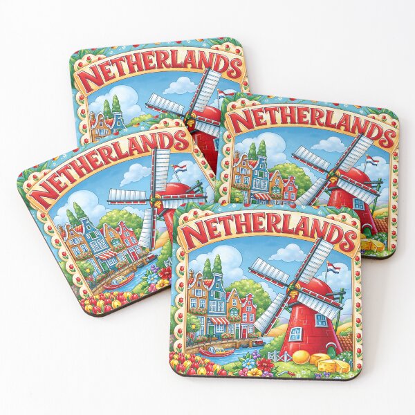 Item preview, Charming Netherlands Landscape with Tulips and Windmill designed and sold by Artessie.