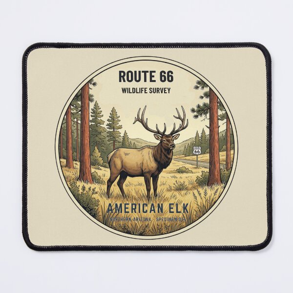 Item preview, American Elk Route 66 Wildlife Badge Arizona Art designed and sold by CalmCapy Co.