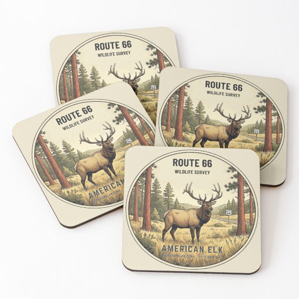Item preview, American Elk Route 66 Wildlife Badge Arizona Art designed and sold by CalmCapy Co.