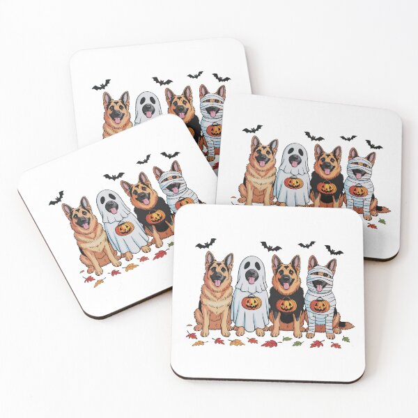 Item preview, Halloween German Shepherd Ghost and Mummy Dogs with Pumpkins designed and sold by elisarasada.