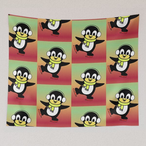 Item preview, Penguin Christmas Skating Winter Scarf Kawaii designed and sold by AstronautMerch.