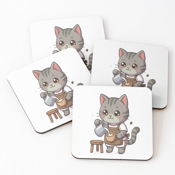Item preview, Cute Cat Pouring Latte Art designed and sold by Ella_Sketch.
