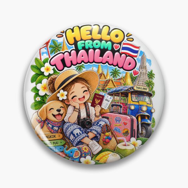 Item preview, Hola desde Tailandia – Recuerdos de viaje a Tailandia llenos de color designed and sold by Pali's shop.