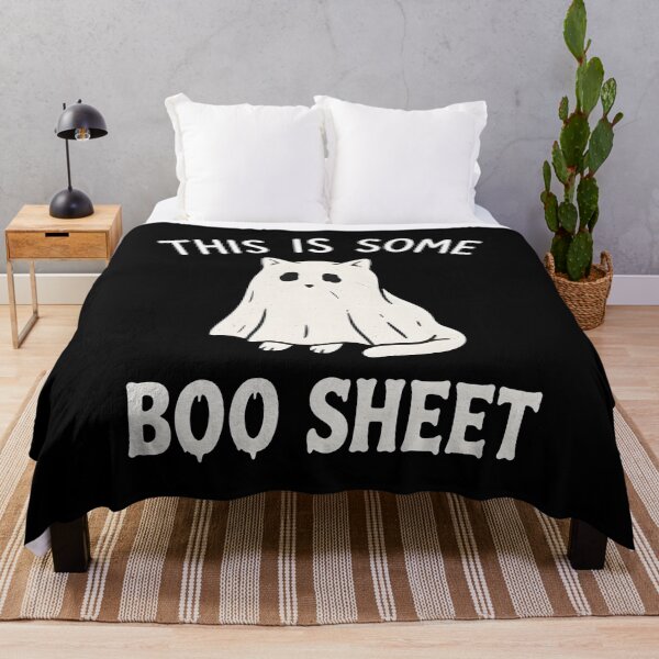 Item preview, This Is Some Boo Sheet - Funny Ghost Cat Halloween designed and sold by OlyvieArt.