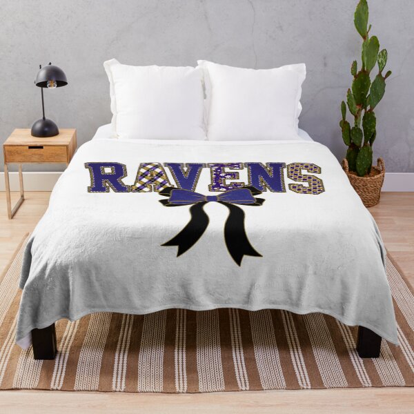 Item preview, Ravens Floral Coquette Bow Denim-effect Football Spirit designed and sold by Floral Vintage.