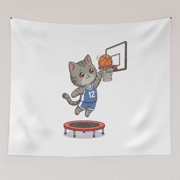 Artikelvorschau, Niedliche Katze beim Basketball-Slam entworfen und verkauft von Ella_Sketch.