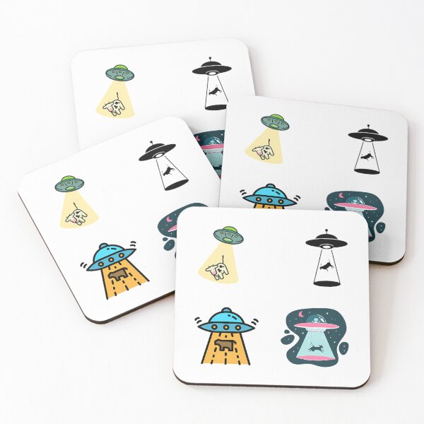 Item preview, Cartoon Unidentified Flying Object Abducting A Cow Extraterrestrial Ufo Sticker Pack designed and sold by viktor-adame.