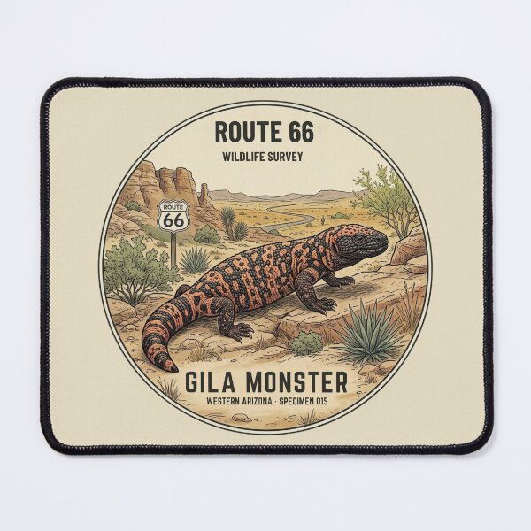 Item preview, Gila Monster Route 66 Wildlife Badge Arizona Art designed and sold by CalmCapy Co.