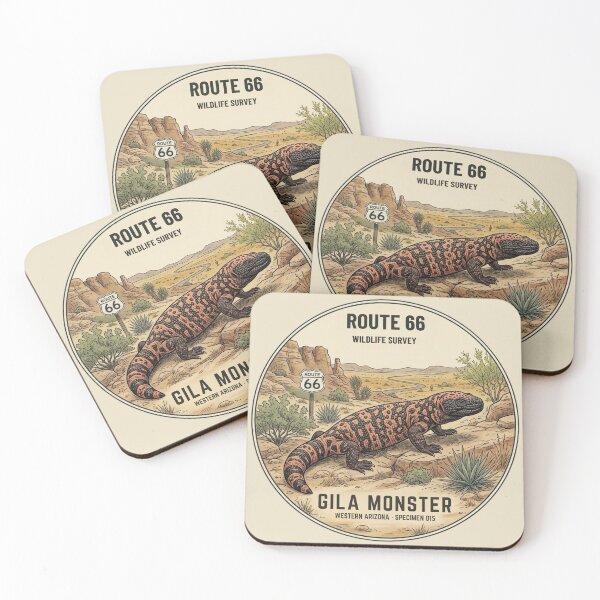 Item preview, Gila Monster Route 66 Wildlife Badge Arizona Art designed and sold by CalmCapy Co.