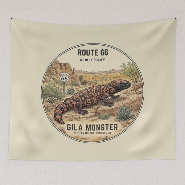 Item preview, Gila Monster Route 66 Wildlife Badge Arizona Art designed and sold by CalmCapy Co.