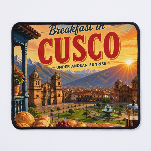 Item preview, Breakfast in Cusco Peru – Vintage Travel Poster designed and sold by LSVart.