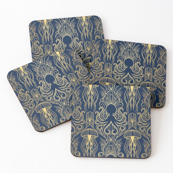 Item preview, Art Deco Revived Jellyfish Octopus Ocean Symmetrical Pattern Mystical Art designed and sold by Jaani-T.