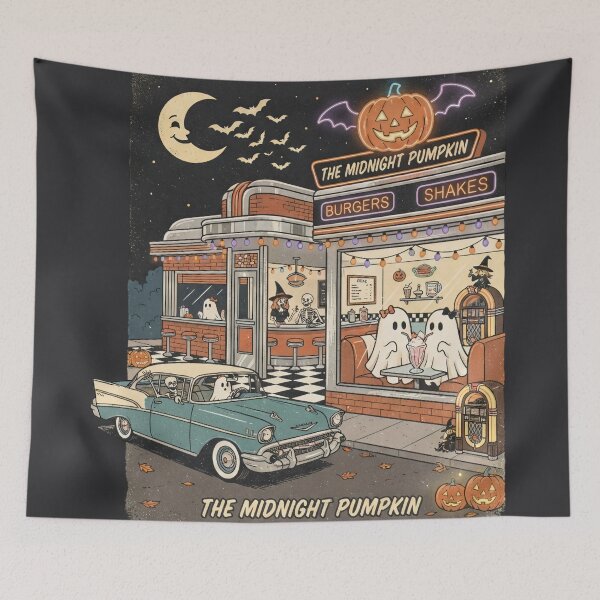 Item preview, Midnight Pumpkin Diner and Retro Car designed and sold by homedeco12.