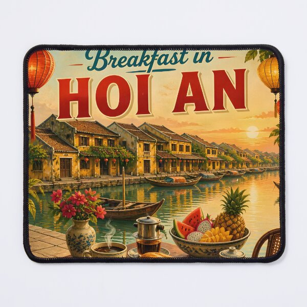 Item preview, Breakfast in Hoi An Vietnam – Vintage Travel Poster designed and sold by LSVart.