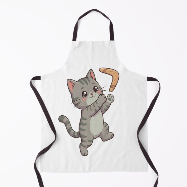 Aperçu de l'œuvre Chat mignon attrapant un boomerang en bois créée et vendue par Ella_Sketch.