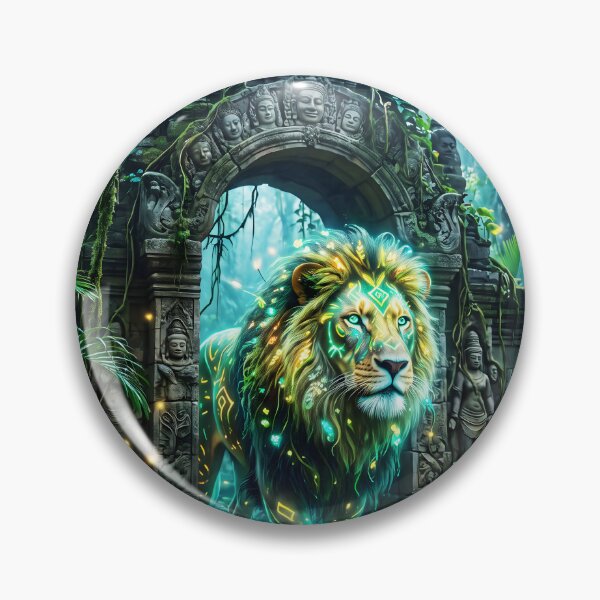 Item preview, Mystical Bioluminescent Sinhalese Lion Over Ancient Sri Lankan Ruins Art designed and sold by Jaani-T.