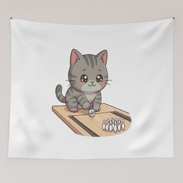 Item preview, Cute Cat Playing Mini Bowling designed and sold by Ella_Sketch.