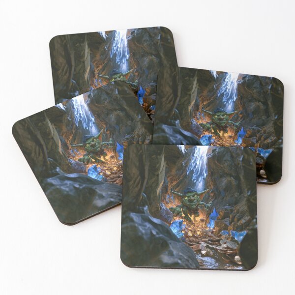Item preview, A mischievous Goblin sneaking through hidden cave tunnels overflowing with stolen treasure illuminated by glowing crystals, Fantasy & Mythological Creatures designed and sold by CDC40.