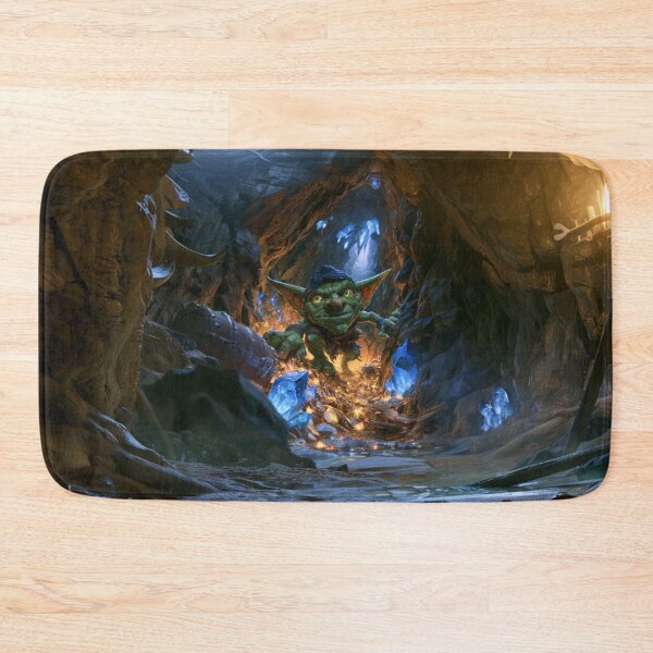 Item preview, A mischievous Goblin sneaking through hidden cave tunnels overflowing with stolen treasure illuminated by glowing crystals, Fantasy & Mythological Creatures designed and sold by CDC40.