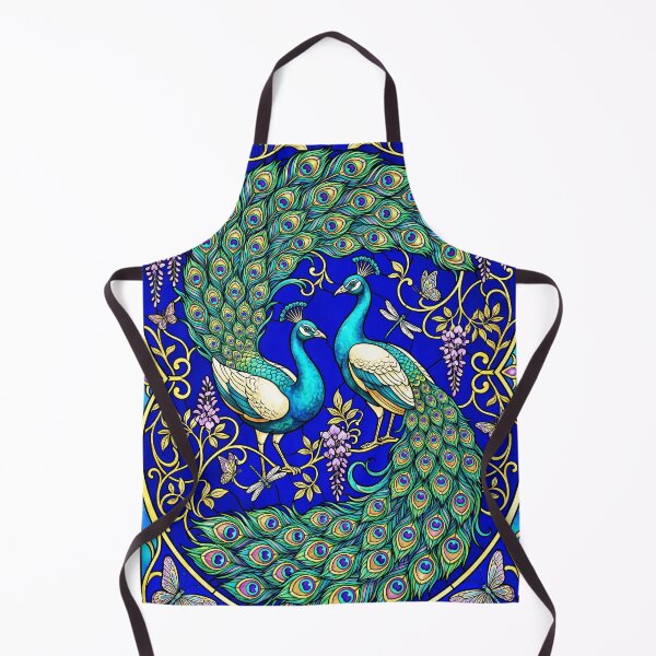 Aperçu de l'œuvre Vitrail Art Nouveau à motif symétrique de paon et de glycine créée et vendue par Jaani-T.