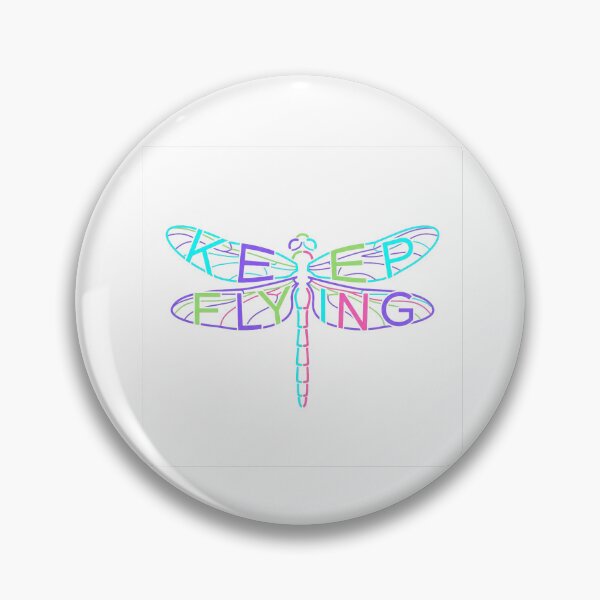 Artikelvorschau, Keep Flying Dragonfly Typography – Colorful Inspirational Nature Design entworfen und verkauft von CreativeArtisanPrints Shop.