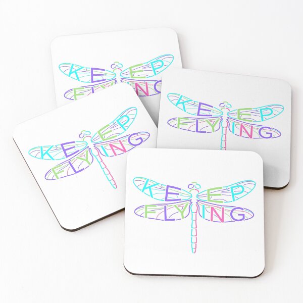 Item preview, Keep Flying Dragonfly Typography – Colorful Inspirational Nature Design designed and sold by CreativeArtisanPrints Shop.