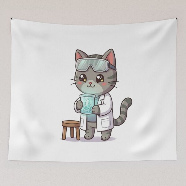 Item preview, Cute Cat Scientist Glowing Crystals designed and sold by Ella_Sketch.