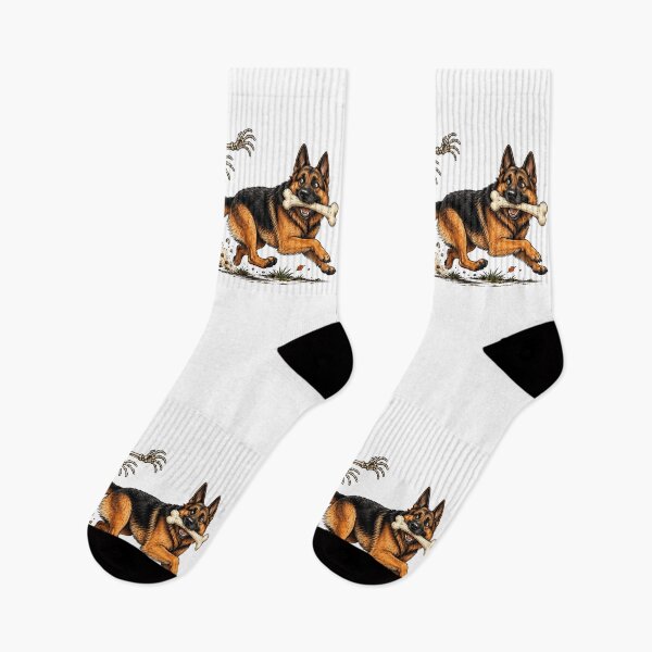 Item preview, Halloween German Shepherd Running with Skeleton Graveyard Dog Art designed and sold by elisarasada.