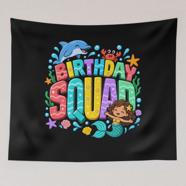 Aperçu de l'œuvre Birthday Squad Mermaid Girl Happy Birthday créée et vendue par ShirTomDesigns.