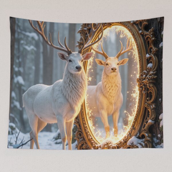 Item preview, Mirror of the Stag - Mystic Forest Portal Fantasy Art designed and sold by nhk999.
