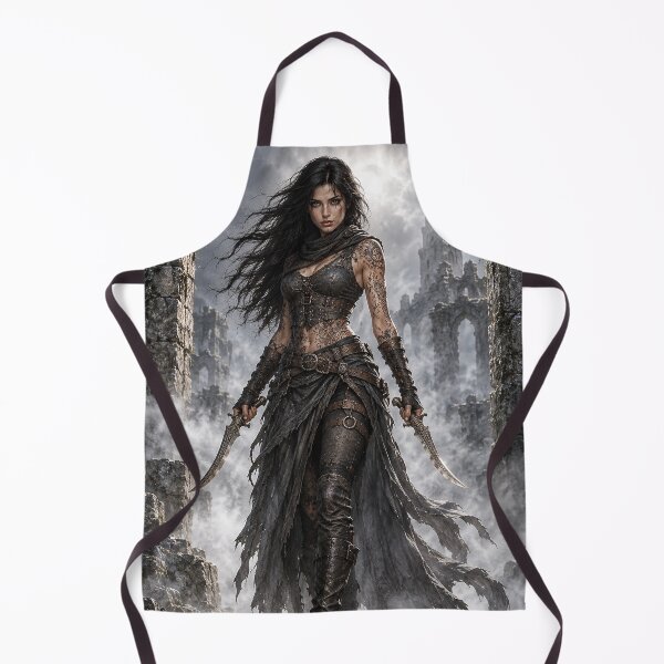 Item preview, Dark Fantasy Female Assassin – Gothic Warrior in Ancient Ruins designed and sold by photoparadise22.