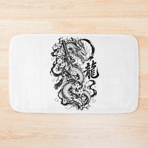 Item preview, Ink Japanese Dragon and Katana Blossom designed and sold by bapupa.