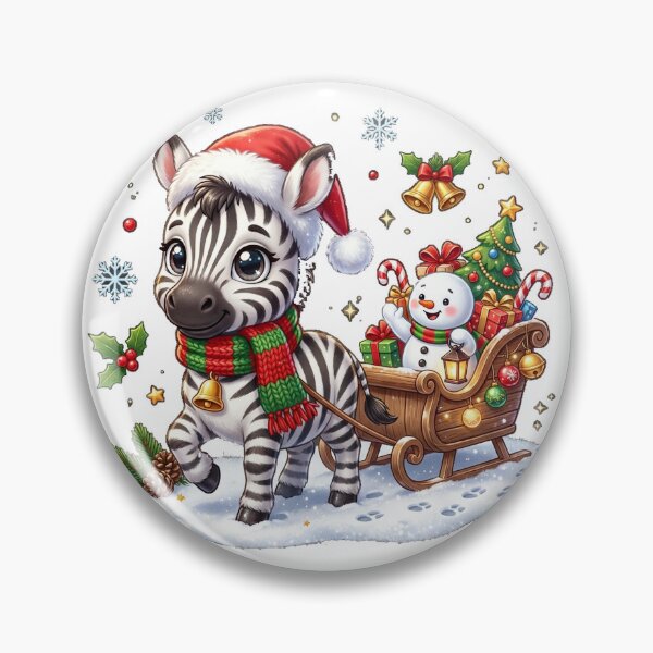 Item preview, Baby Zebra Christmas Sticker, Cute Santa Hat Sleigh and Snowman Holiday Gift designed and sold by HoMya.