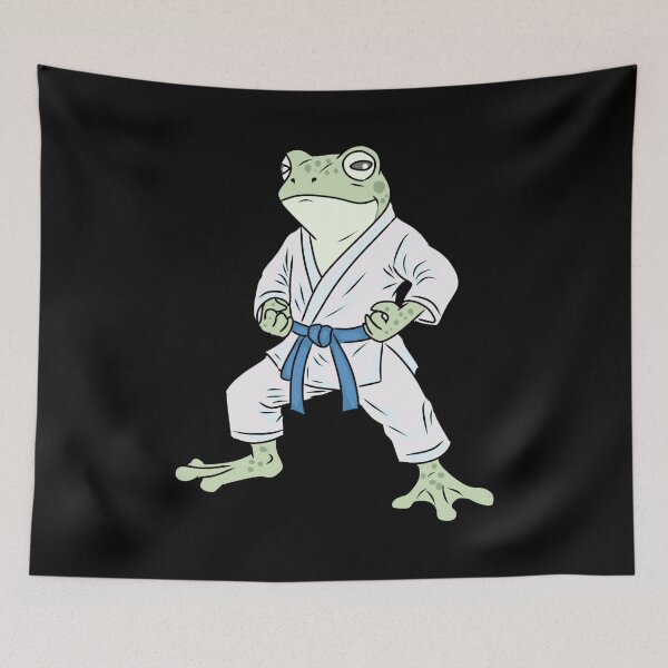 Item preview, Frog Karate Martial Arts Judo Blue Belt Whimsical Art designed and sold by LeshanArt.