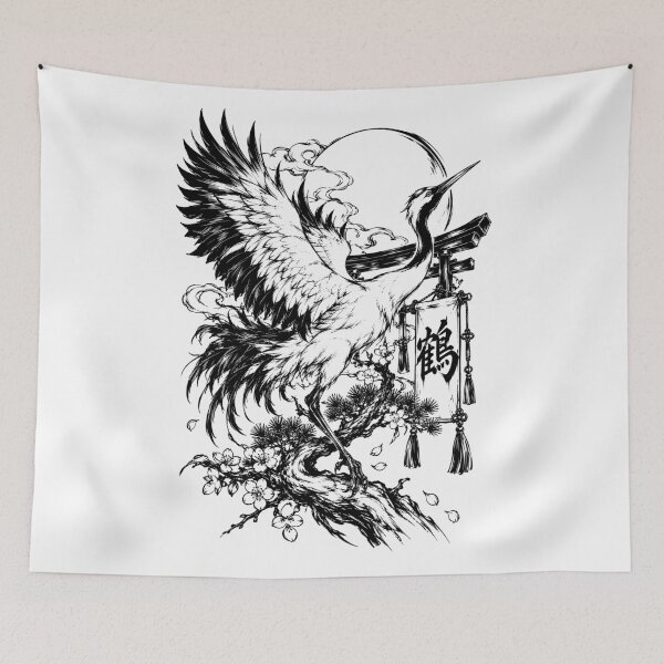Item preview, Japanese Mythology Crane, Torii, and Blossoms designed and sold by bapupa.