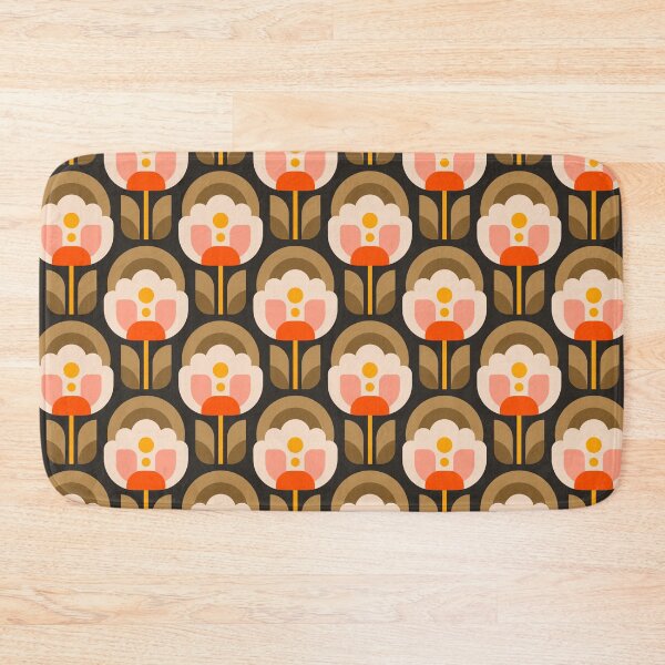 Item preview, 3750A - vibrant retro Scandi peonies pattern  designed and sold by RouCouCou.