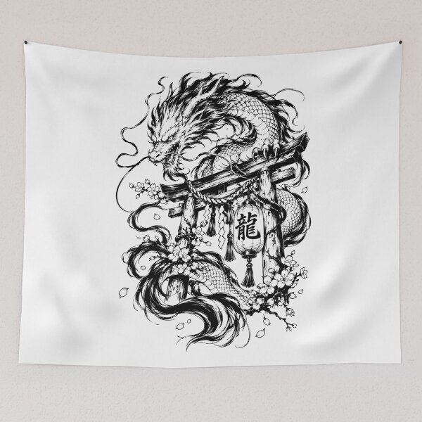 Item preview, Japanese Mythology Dragon Coiling Around Torii Gate designed and sold by bapupa.