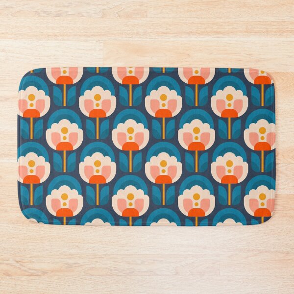Item preview, 3750B - vibrant retro Scandi peonies pattern  designed and sold by RouCouCou.