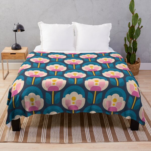 Item preview, 3750C - vibrant retro Scandi peonies pattern  designed and sold by RouCouCou.