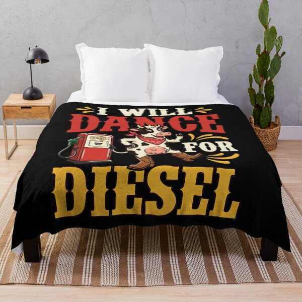 Aperçu de l'œuvre I Will Dance For Diesel : Funny Cow Farm Gasoline Diesel Humor Cow Lover Western Farm Humor Funny Dancing Cow créée et vendue par NewaveBoutique.